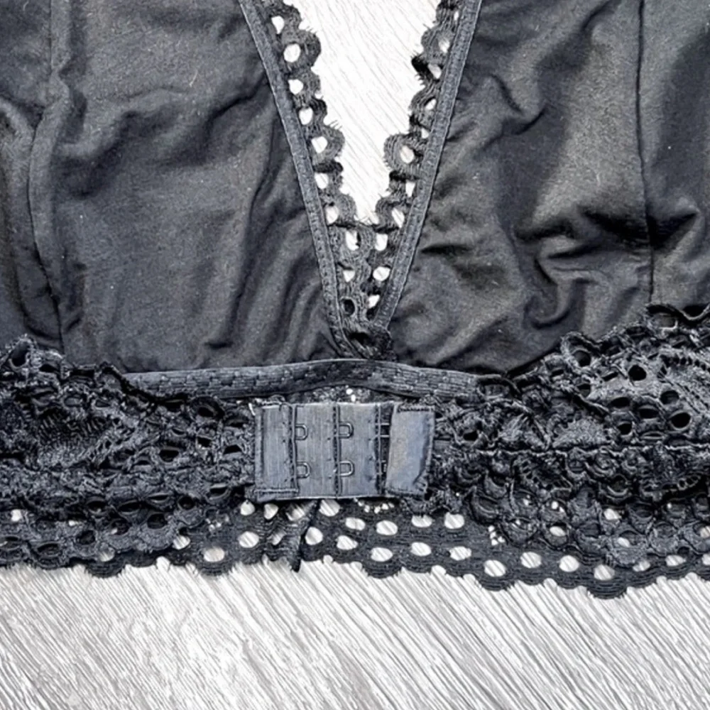 NWOT ZENANA OUTFITTERS Lace Halter Bralette Black L Fairy Grunge Boho Festival - Picture 10 of 16